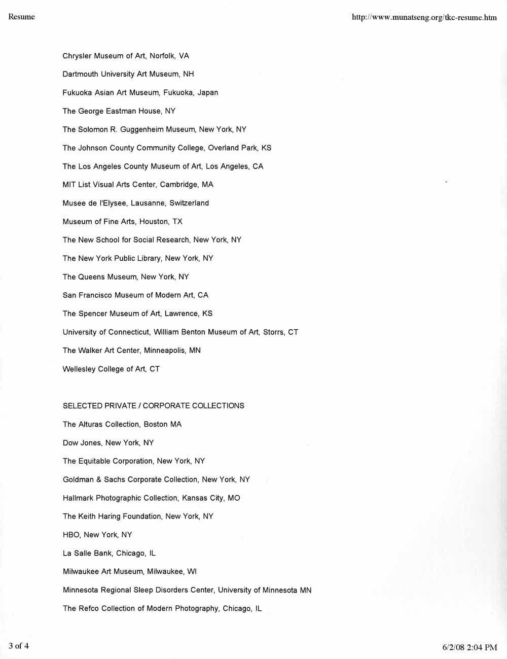 Tseng Kwong Chi's Resume, pg 3